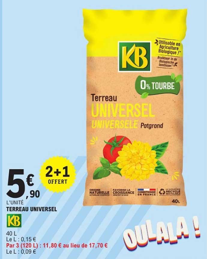 Terreau universel KB 40 L 2+1 offert