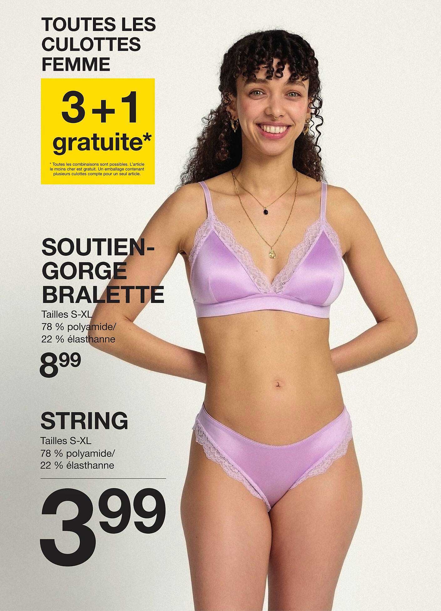 TOUTES LES CULOTTES FEMME 3+1 gratuite*