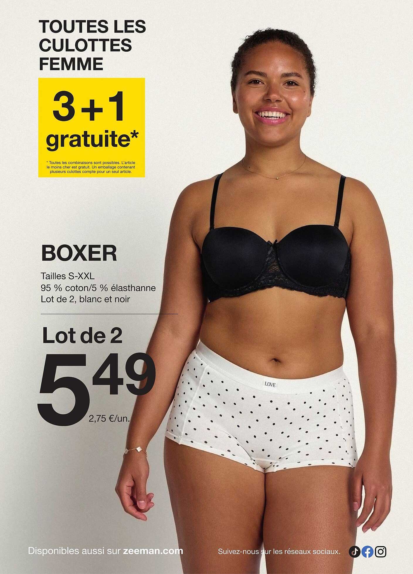 TOUTES LES CULOTTES FEMME 3+1 gratuite*