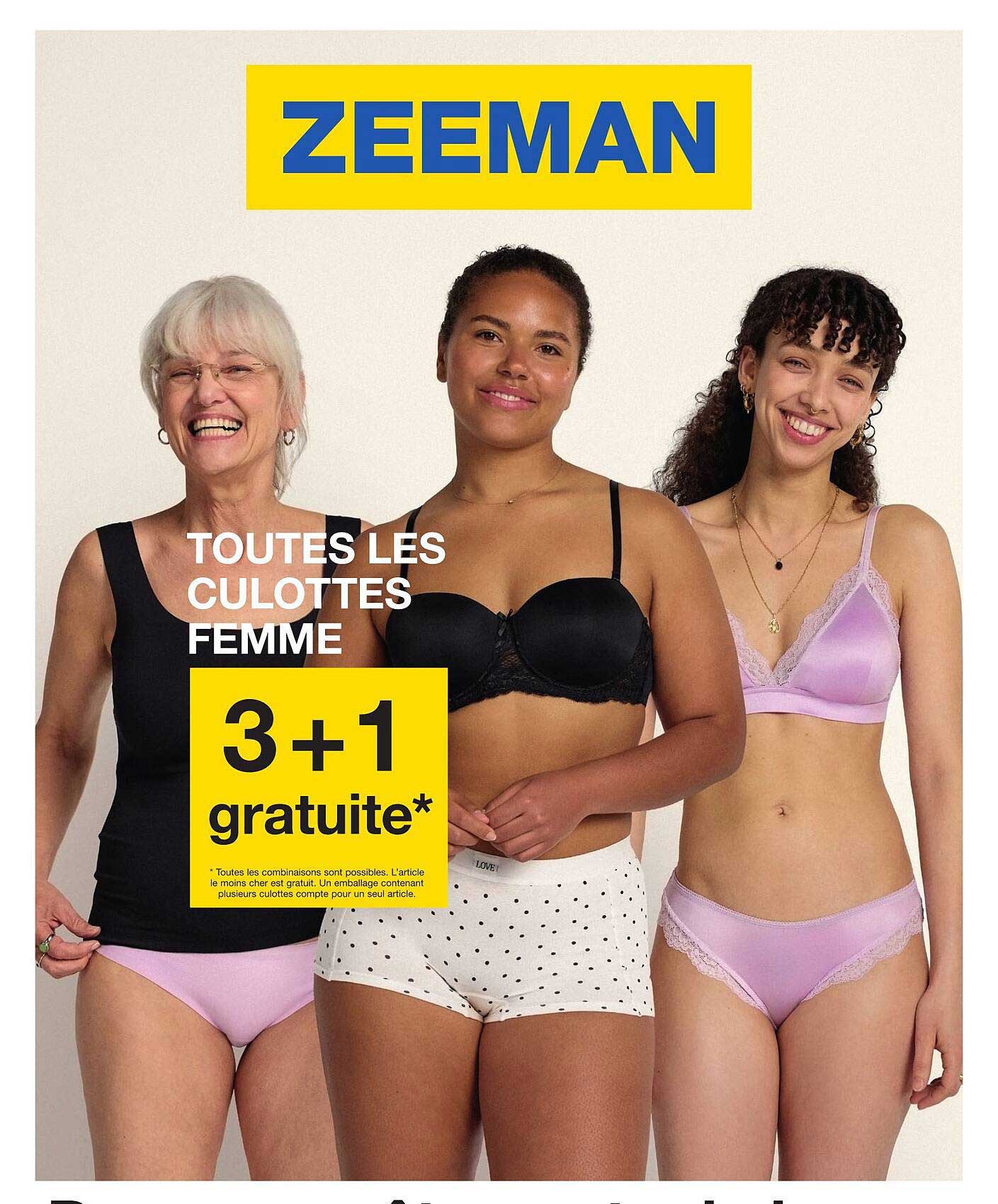 TOUTES LES CULOTTES FEMME 3+1 gratuite*