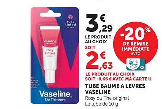 TUBE BAUME A LEVRES VASELINE