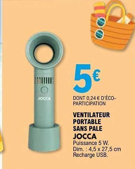 VENTILATEUR PORTABLE SANS PALE JOCCA