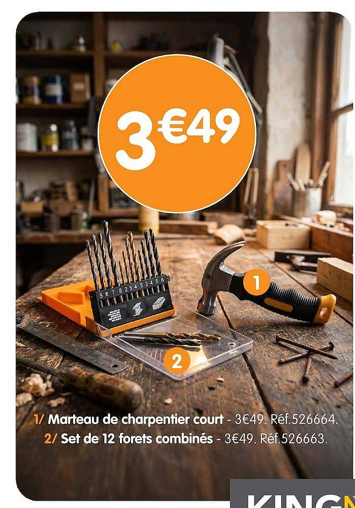 1/ Marteau de charpentier court - 3€49. Réf.526664.