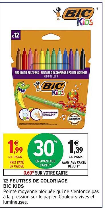 12 FEUTRES DE COLORIAGE BIC KIDS