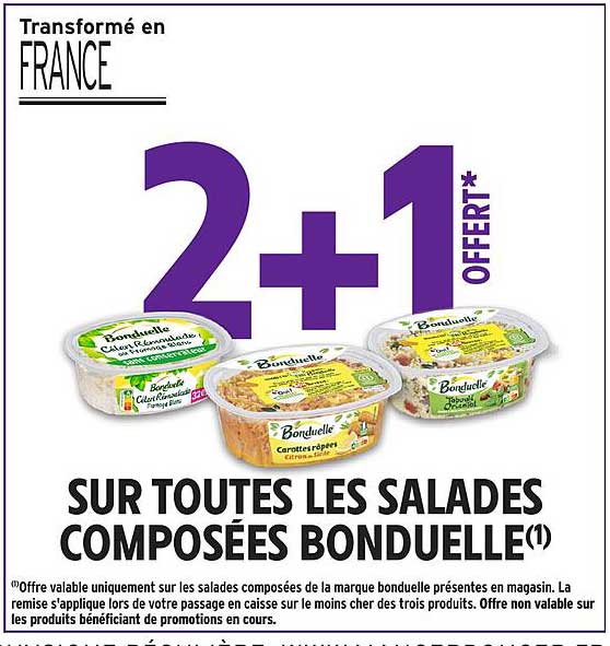 2 + 1 OFFERT* SUR TOUTES LES SALADES COMPOSÉES BONDUELLE(1)