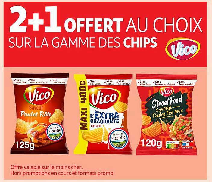 2+1 offert au choix sur la gamme des chips Vico
