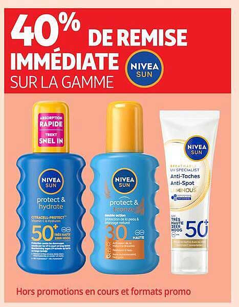 40% DE REMISE IMMÉDIATE SUR LA GAMME NIVEA SUN