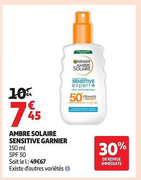 AMBRE SOLAIRE SENSITIVE GARNIER 150 ml SPF 50