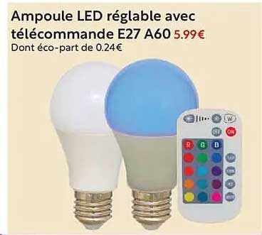 Ampoule LED réglable avec télécommande E27 A60