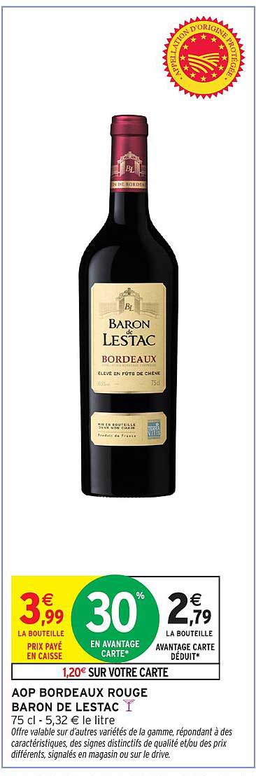 AOP BORDEAUX ROUGE BARON DE LESTAC