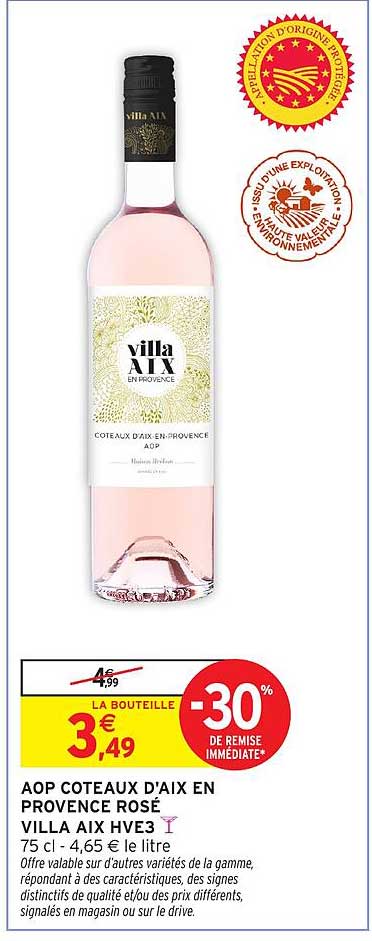 AOP COTEAUX D'AIX EN PROVENCE ROSÉ VILLA AIX HVE3