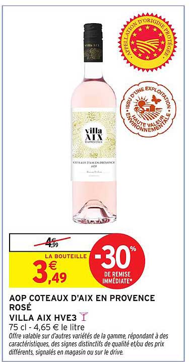 AOP COTEAUX D'AIX EN PROVENCE ROSÉ VILLA AIX HVE3