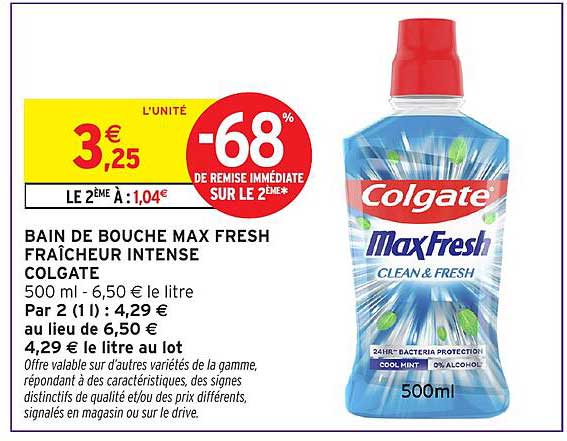 BAIN DE BOUCHE MAX FRESH FRAÎCHEUR INTENSE COLGATE