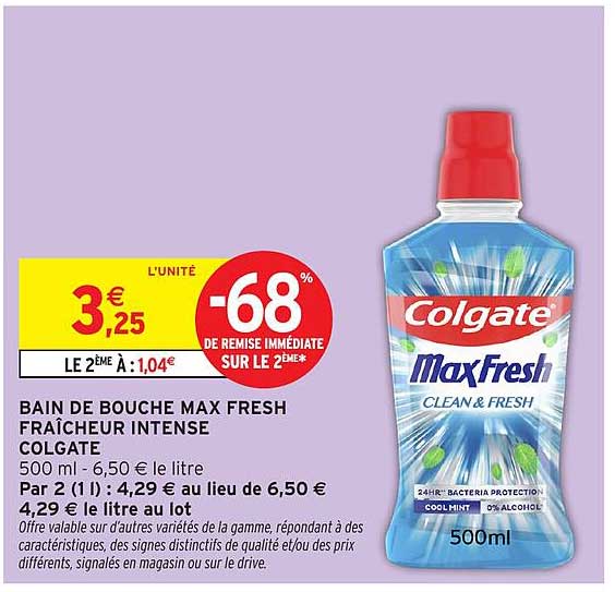 BAIN DE BOUCHE MAX FRESH FRAÎCHEUR INTENSE COLGATE