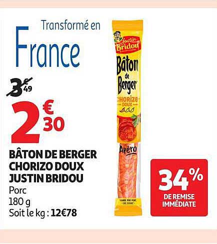 BÂTON DE BERGER CHORIZO DOUX JUSTIN BRIDOU