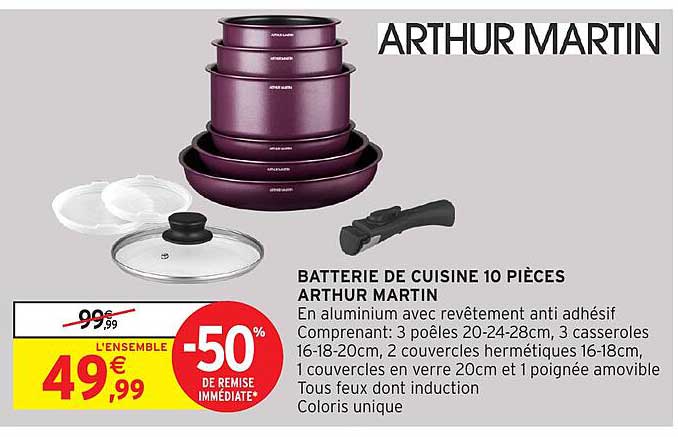 BATTERIE DE CUISINE 10 PIÈCES ARTHUR MARTIN