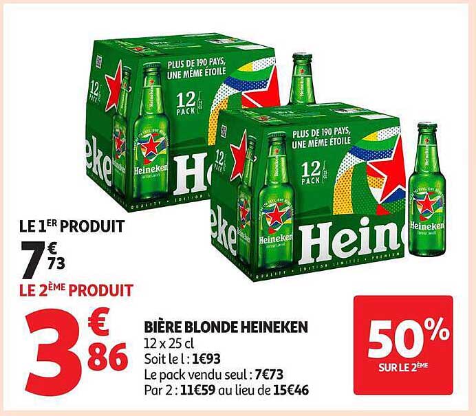 BIÈRE BLONDE HEINEKEN 12 x 25 cl