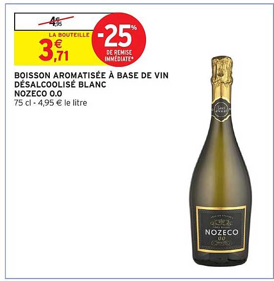 BOISSON AROMATISÉE À BASE DE VIN DÉSALCOOLISÉ BLANC NOZECO 0.0