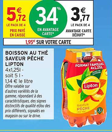 BOISSON AU THÉ SAVEUR PÊCHE LIPTON