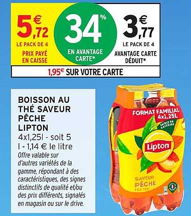 BOISSON AU THÉ SAVEUR PÊCHE LIPTON
