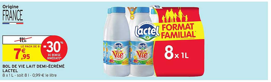 BOL DE VIE LAIT DEMI-ÉCRÉMÉ LACTEL