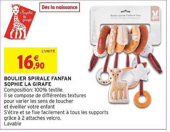 BOULIER SPIRALE FANFAN SOPHIE LA GIRAFE
