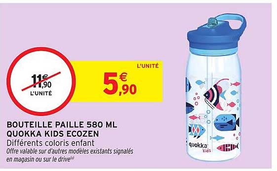 BOUTEILLE PAILLE 580 ML QUOKKA KIDS ECOZEN