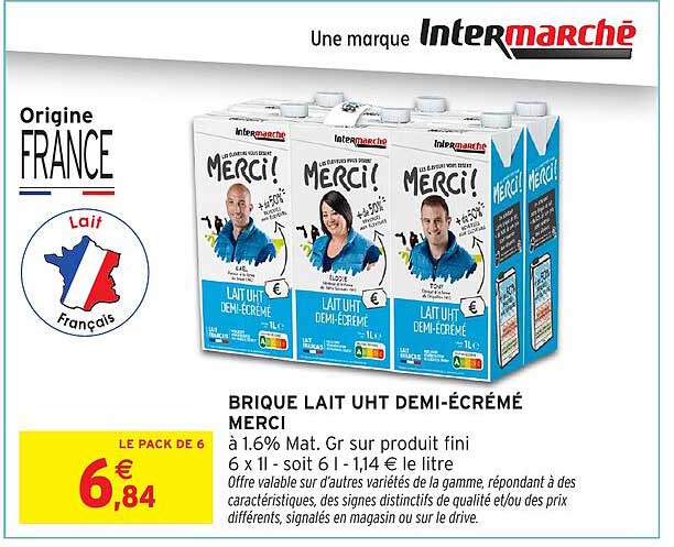 BRIQUE LAIT UHT DEMI-ÉCRÉMÉ MERCI