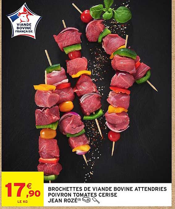 BROCHETTES DE VIANDE BOVINE ATTENDRIES POIVRON TOMATES CERISE JEAN ROZÉ(1)