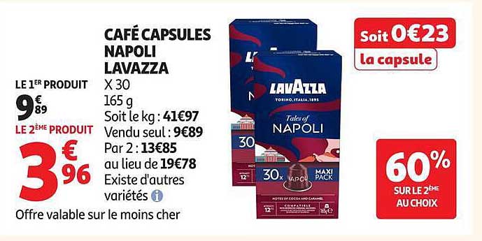CAFÉ CAPSULES NAPOLI LAVAZZA X 30 165 g