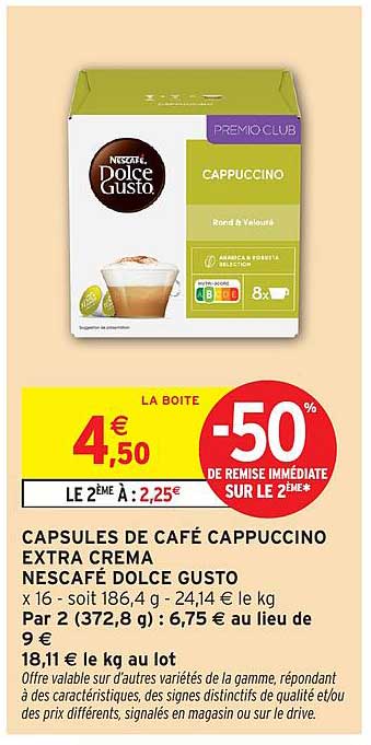 CAPSULES DE CAFÉ CAPPUCCINO EXTRA CRÈMA NESCAFÉ DOLCE GUSTO