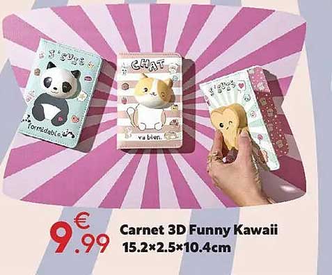 Carnet 3D Funny Kawaii 15.2×2.5×10.4cm