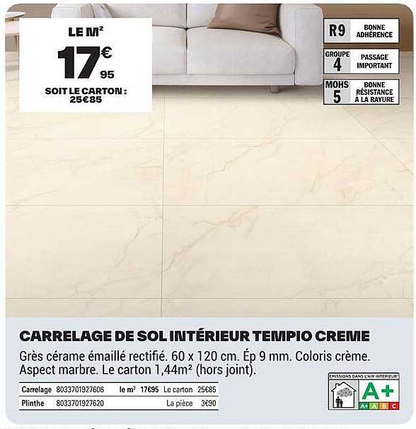 CARRELAGE DE SOL INTÉRIEUR TEMPIO CREME