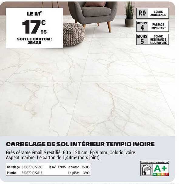 CARRELAGE DE SOL INTÉRIEUR TEMPIO IVOIRE
