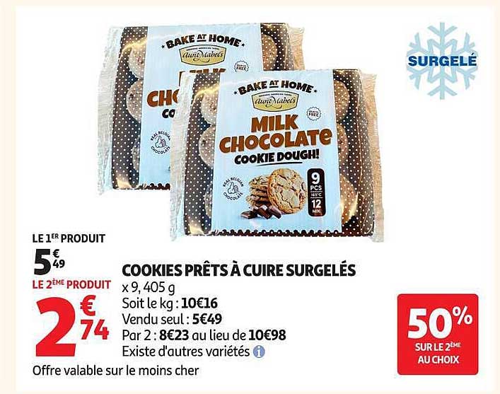 COOKIES PRÊTS À CUIRE SURGELÉS