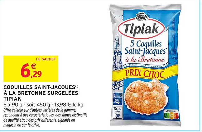 COQUILLES SAINT-JACQUES À LA BRETONNE SURGELÉES TIPIAK