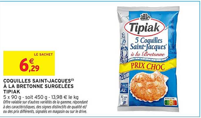 COQUILLES SAINT-JACQUES(1) À LA BRETONNE SURGELÉES TIPIAK