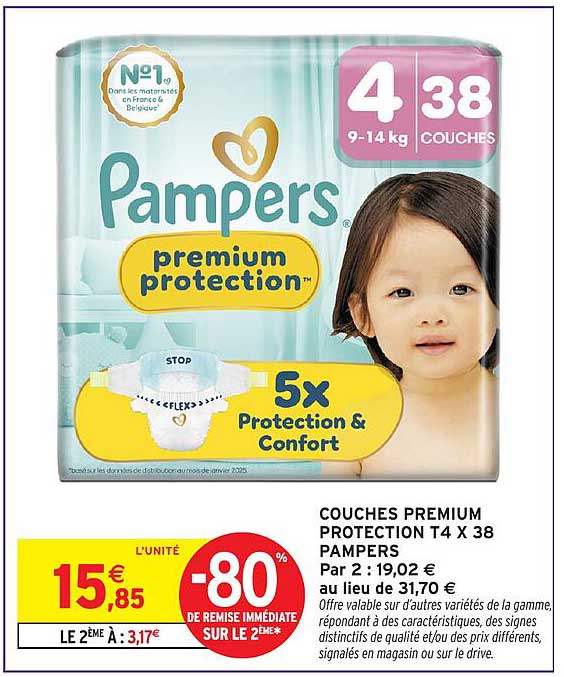 COUCHES PREMIUM PROTECTION T4 X 38 PAMPERS
