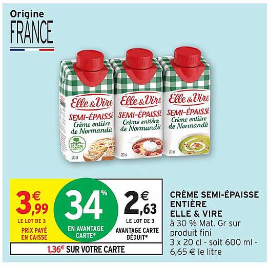 CRÈME SEMI-ÉPAISSE ENTIÈRE ELLE & VIRE