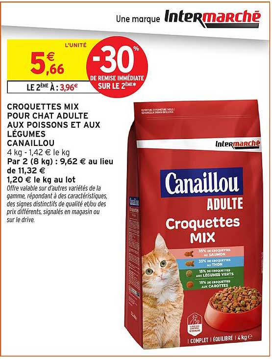 CROQUETTES MIX POUR CHAT ADULTE AUX POISSONS ET AUX LÉGUMES CANAILLOU