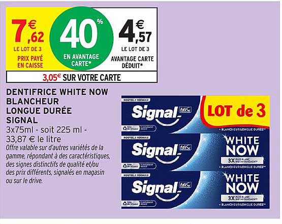DENTIFRICE WHITE NOW BLANCHEUR LONGUE DURÉE SIGNAL