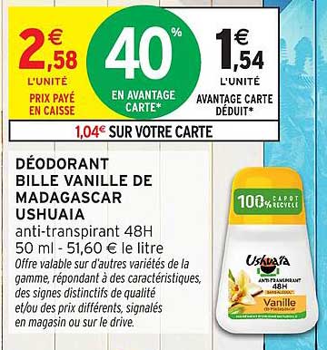 DÉODORANT BILLE VANILLE DE MADAGASCAR USHUAIA