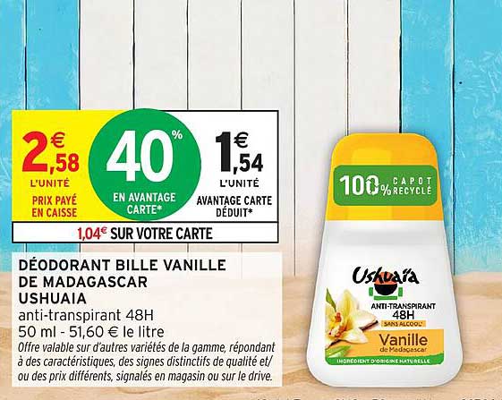 DÉODORANT BILLE VANILLE DE MADAGASCAR USHUAIA