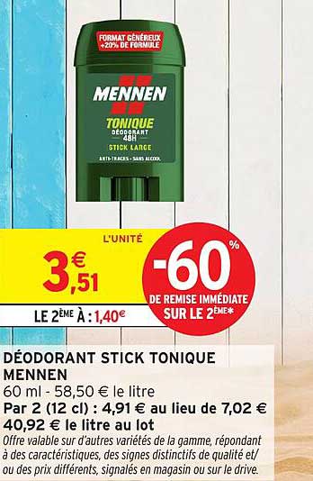 DÉODORANT STICK TONIQUE MENNEN