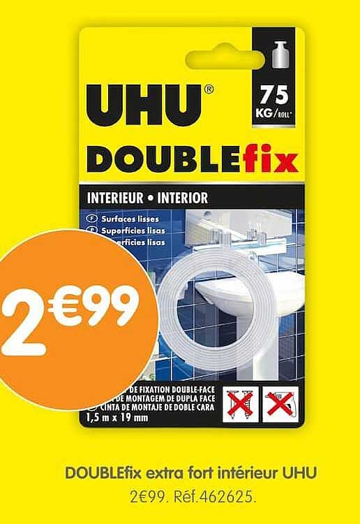 DOUBLEfix extra fort intérieur UHU
