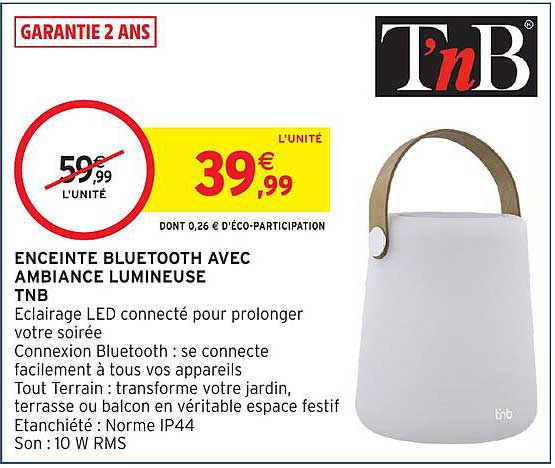 ENCEINTE BLUETOOTH AVEC AMBIANCE LUMINEUSE TNB