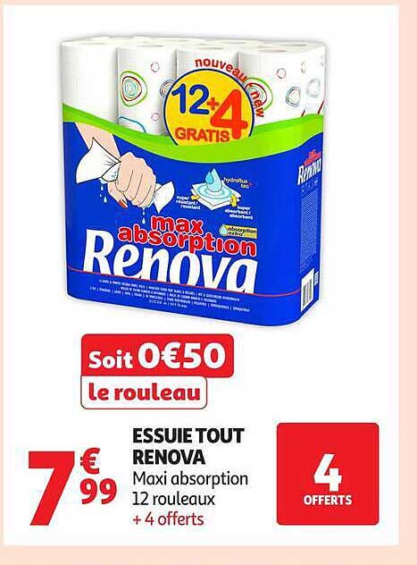 ESSUIE TOUT RENOVA Maxi absorption 12 rouleaux + 4 offerts