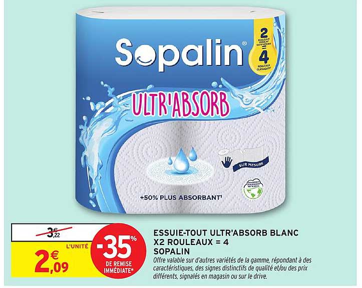 ESSUIE-TOUT ULTR'ABSORB BLANC X2 ROULEAUX = 4 SOPALIN