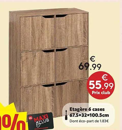 Etagère 6 cases 67.5×32×100.5cm