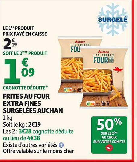 FRITES AU FOUR EXTRA FINES SURGELÉES AUCHAN